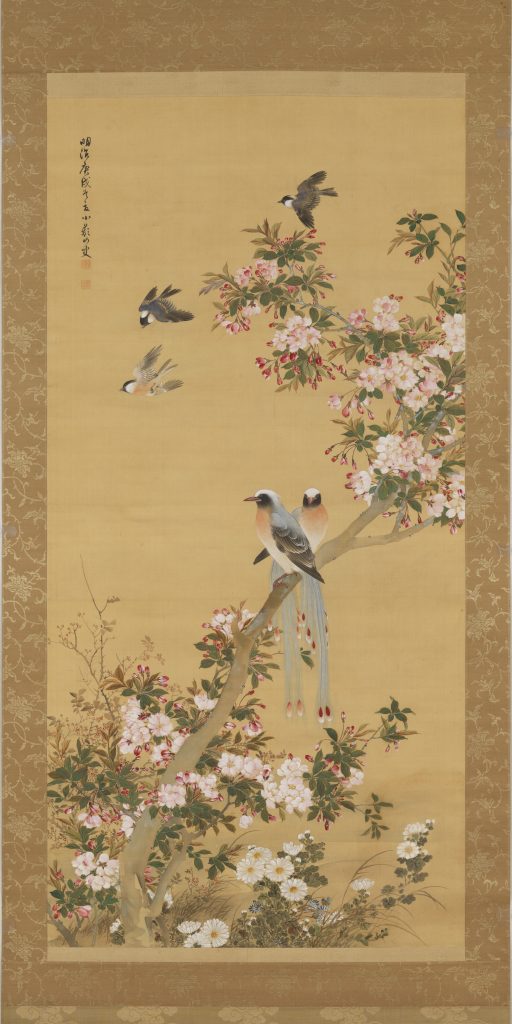 Noguchi Shōhin, Crabapple Blossoms and Birds, 1910, Collection of Kosetsu Memorial Museum, Jissen Women’s University, Hino, Japan.